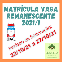 Matrícula Vaga Remanescente 2021/1