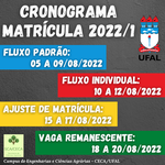 Cronograma Matrícula 2022/1